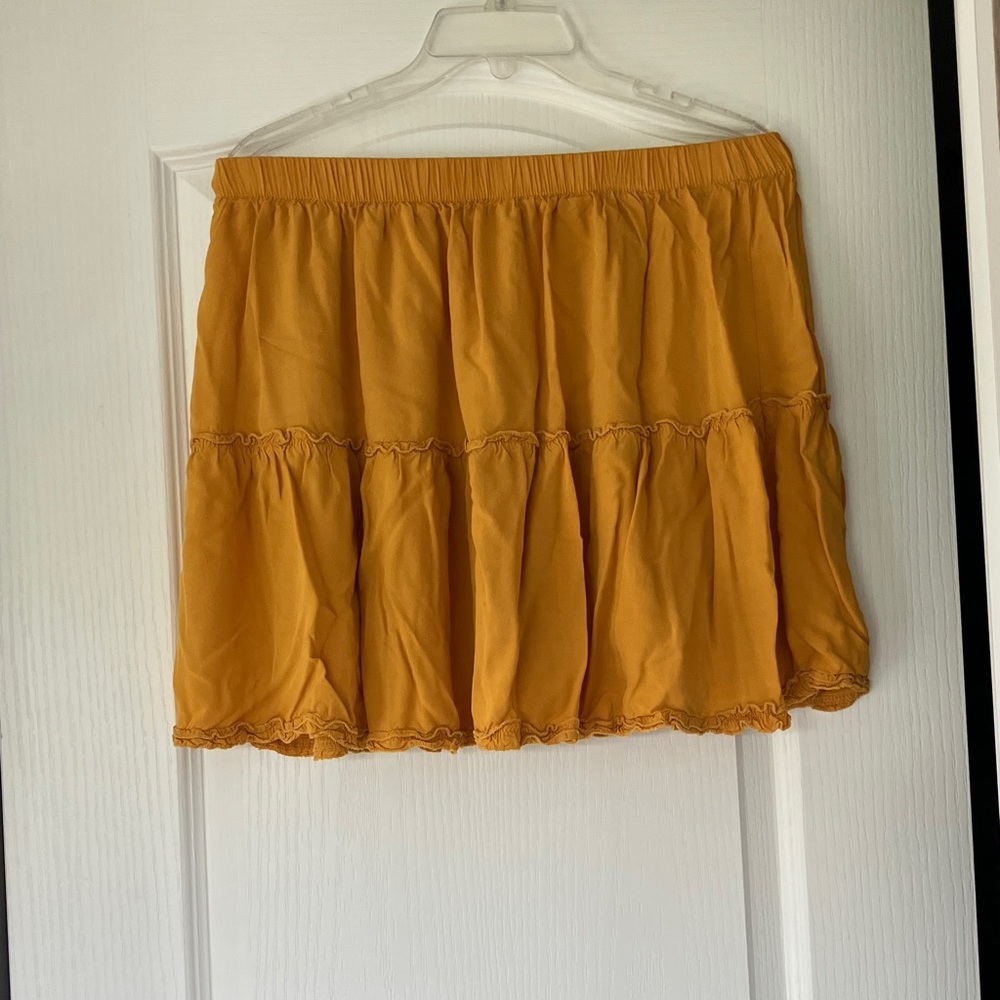 Tiered Mini Skirt in Mustard Yellow